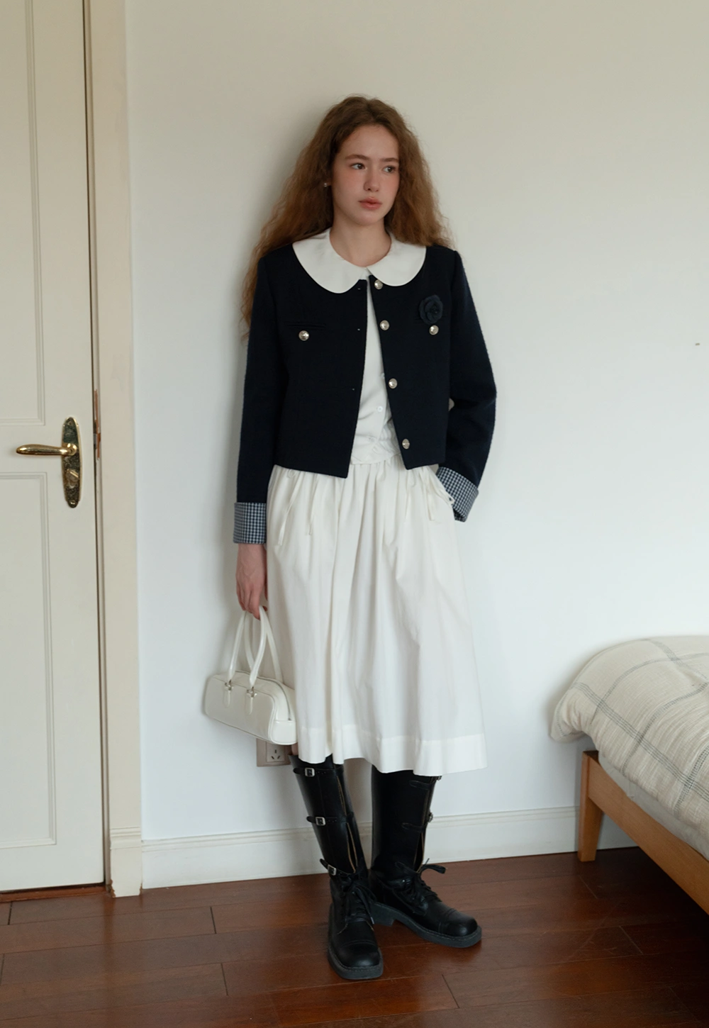 3/4 Sleeve Vintage White Shirt for Women