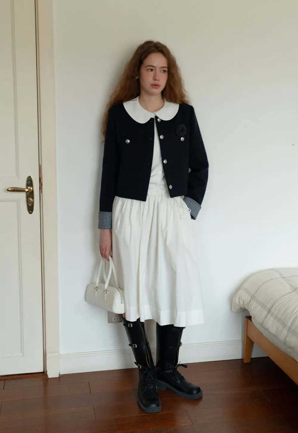 3/4 Sleeve Vintage White Shirt for Women