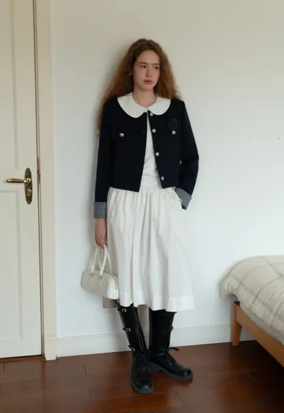 3/4 Sleeve Vintage White Shirt for Women