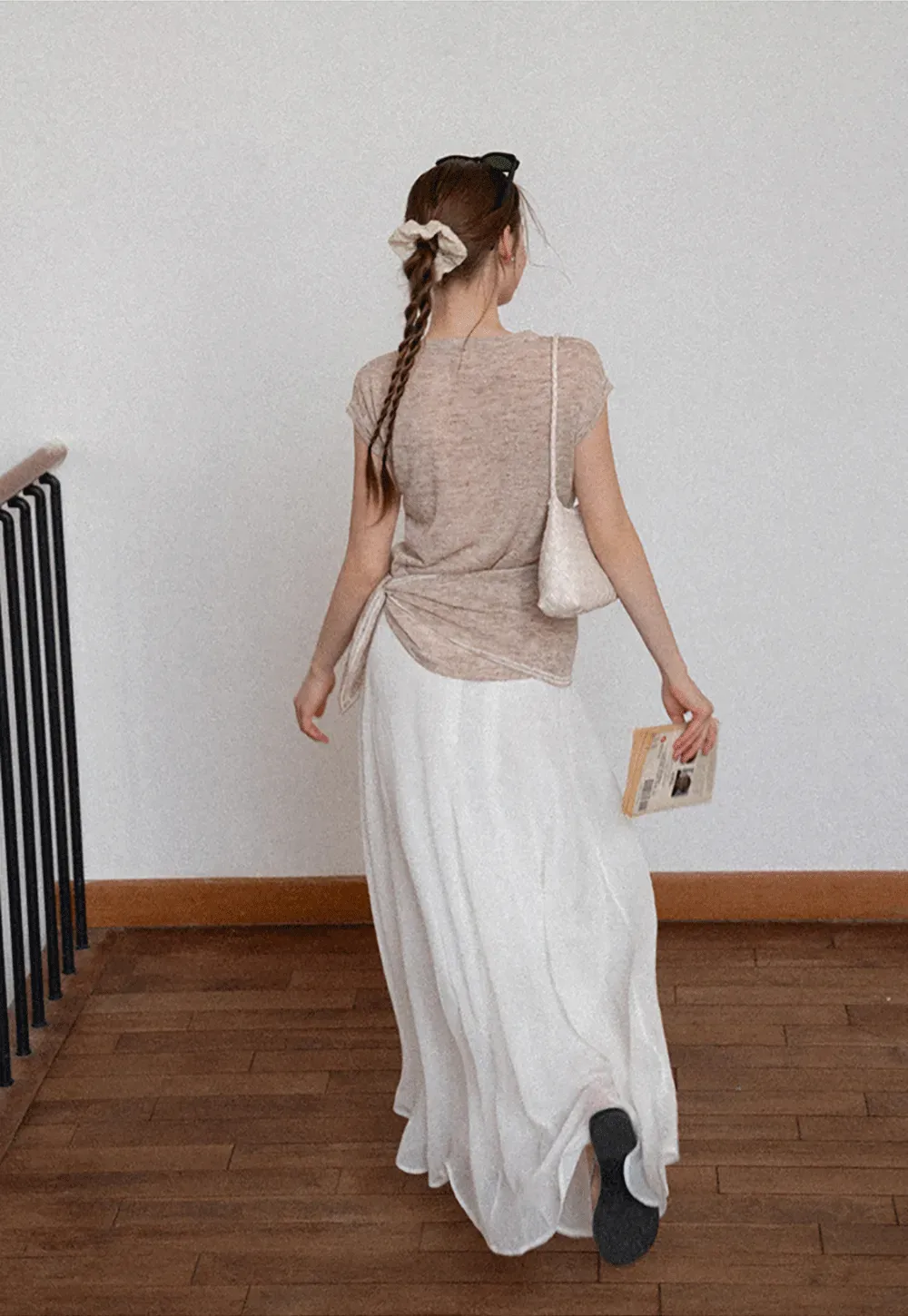 Flowy Maxi Skirt with Lace Trim and Drawstring Waist