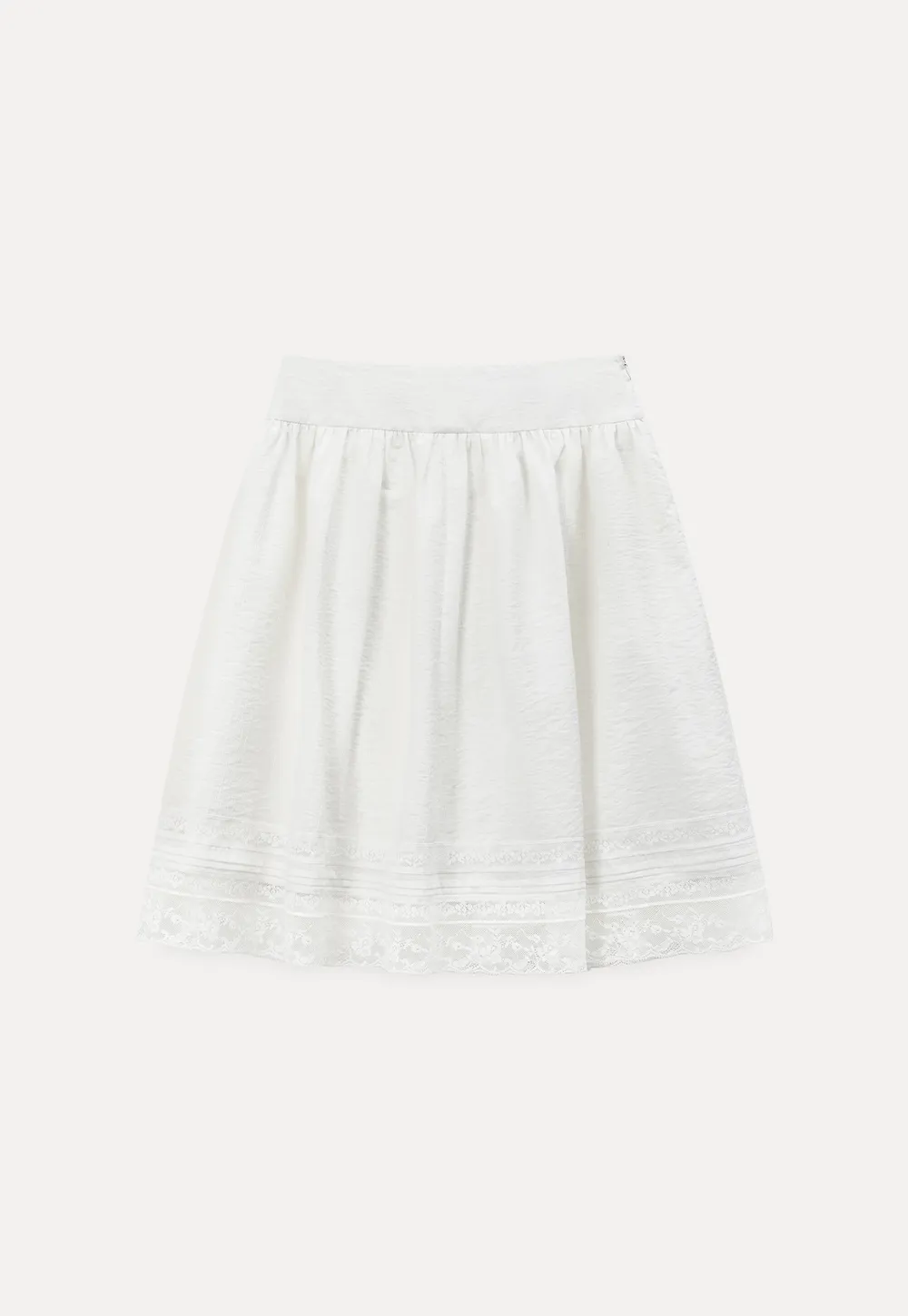 Lace Trimmed Pleated Midi Skirt