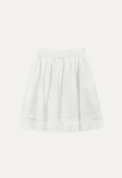 Lace Trimmed Pleated Midi Skirt