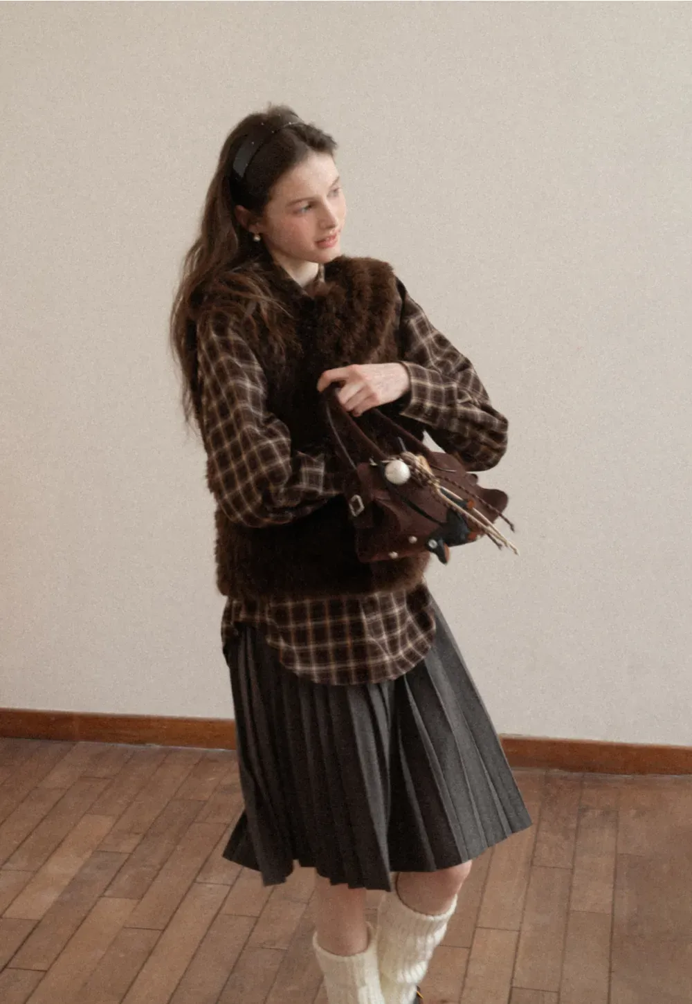 Classic Pleated Skirt in Dark Gray