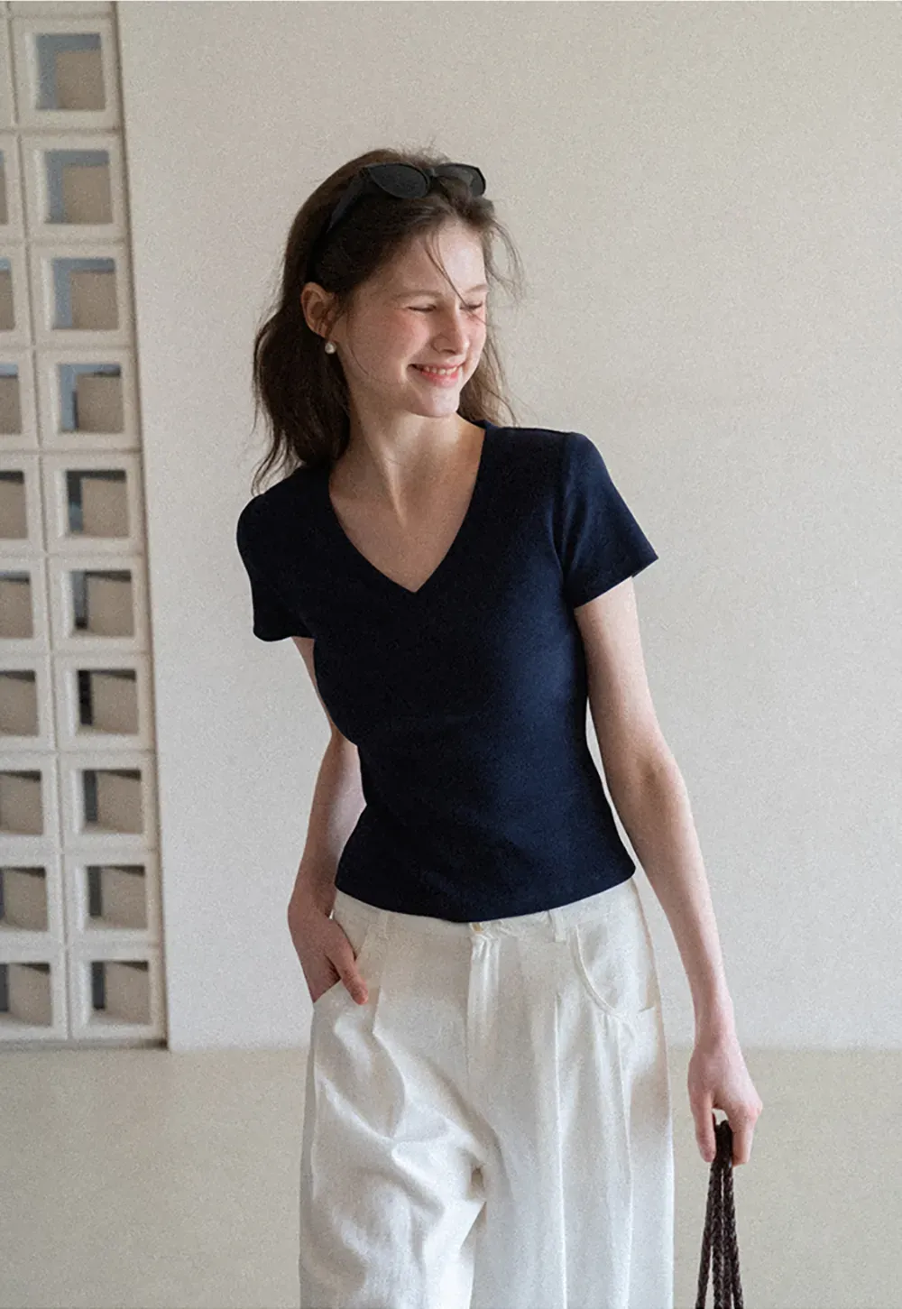 Casual Pants with Wide Legs and Pleats