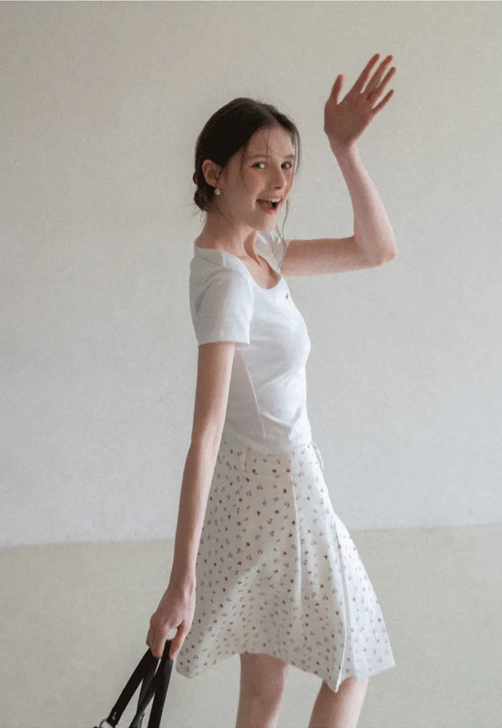 Short Sleeve Crop Top with Square Neckline