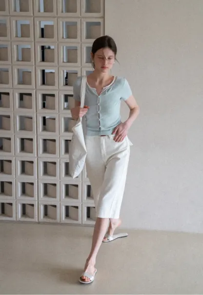 Short Sleeve T Shirt with Lace Trim