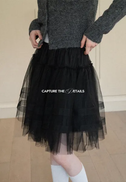 fluffy layered tulle skirt with elastic waistband