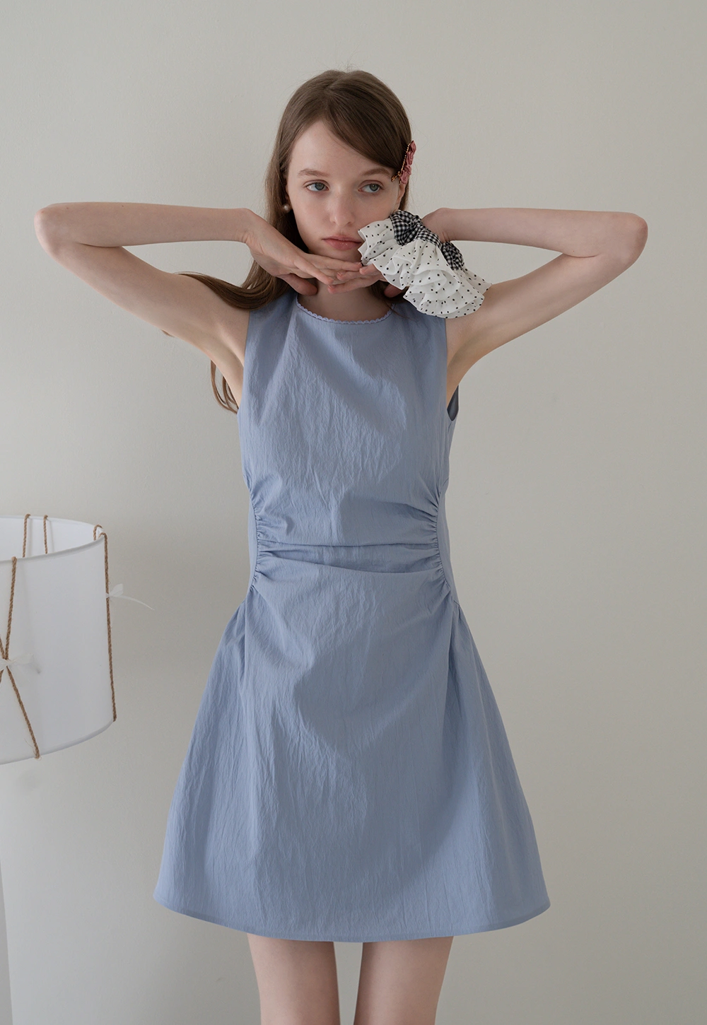 Sleeveless Ruched Waist A-Line Mini Dress
