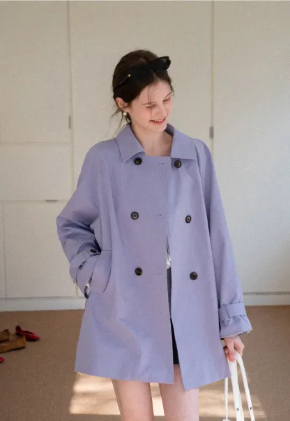 Elegant Double Breasted Short Jacket