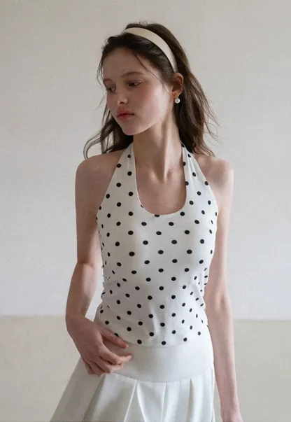 Woolen Knit Sweater and Polka Dot Tank Top