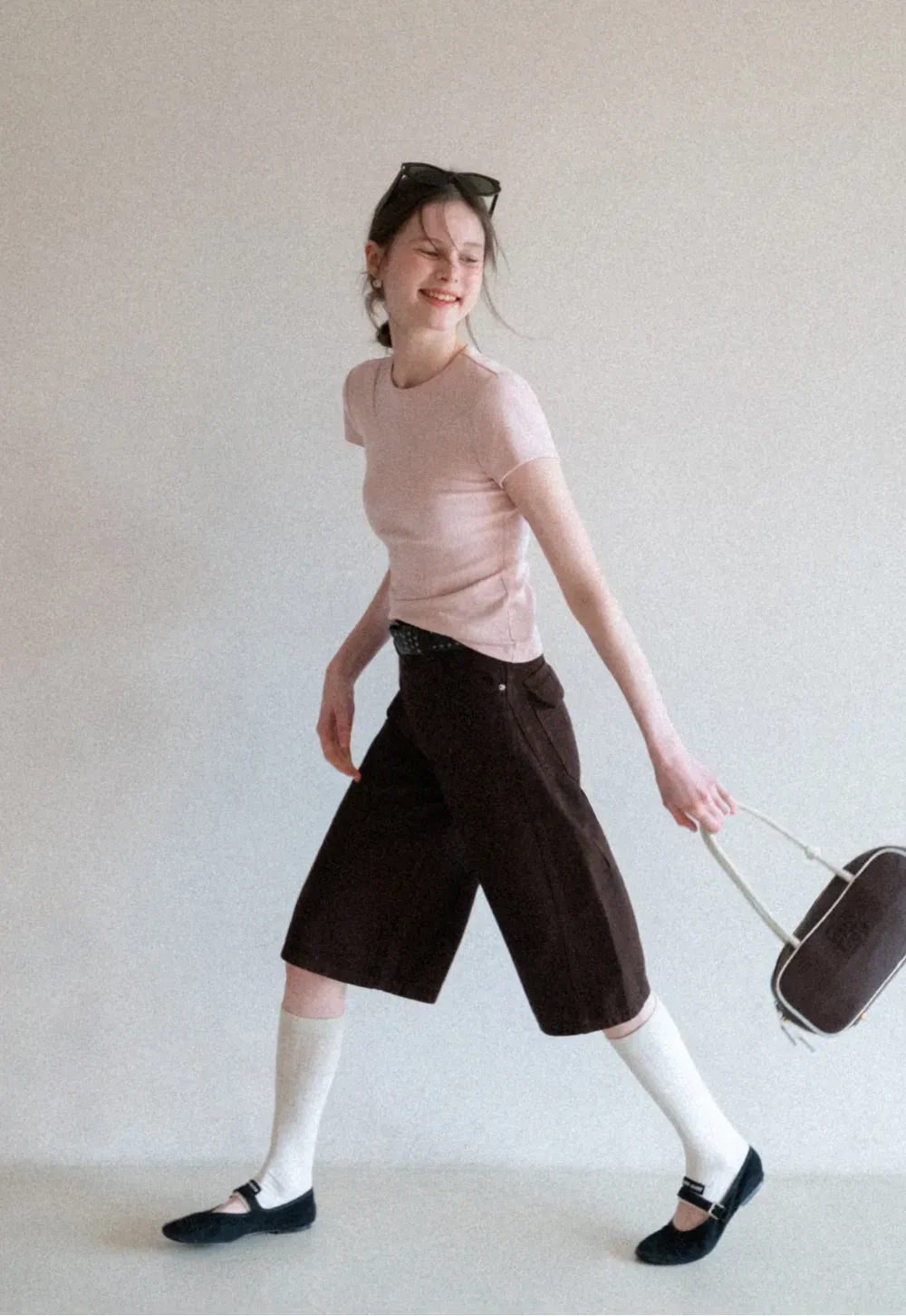 Wide Leg Denim Shorts with Belt and Back Pockets