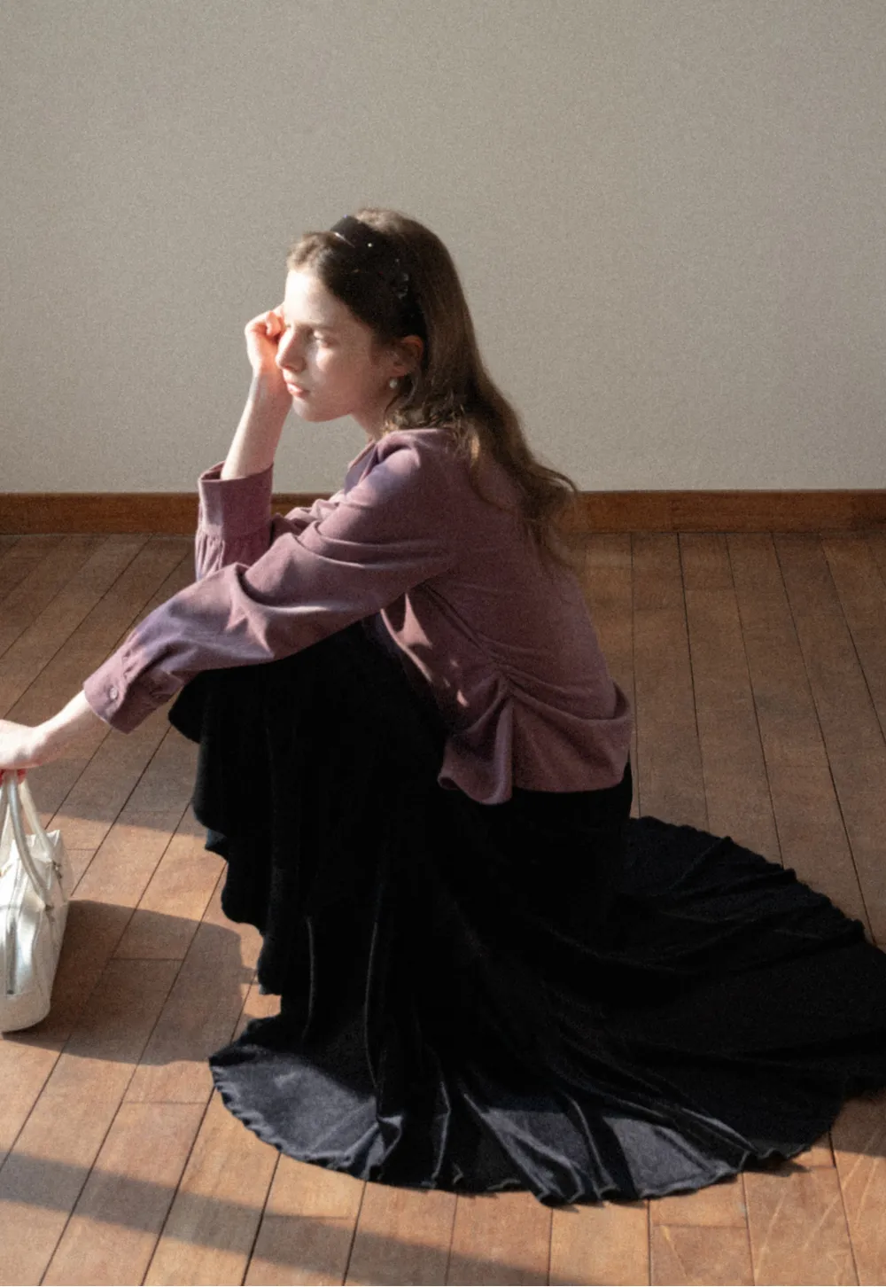 Elegant Corduroy Blouse with Ruched Detail