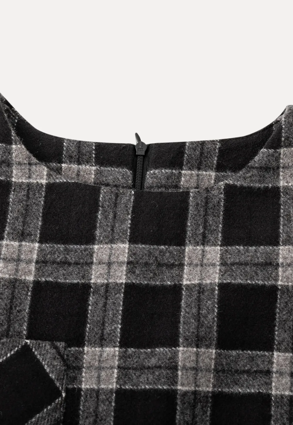 Sleeveless Plaid Dress with High Neck Tie Design