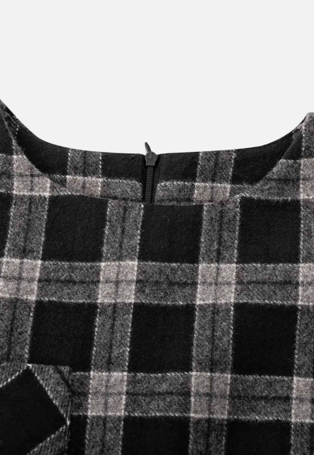 Sleeveless Plaid Dress with High Neck Tie Design