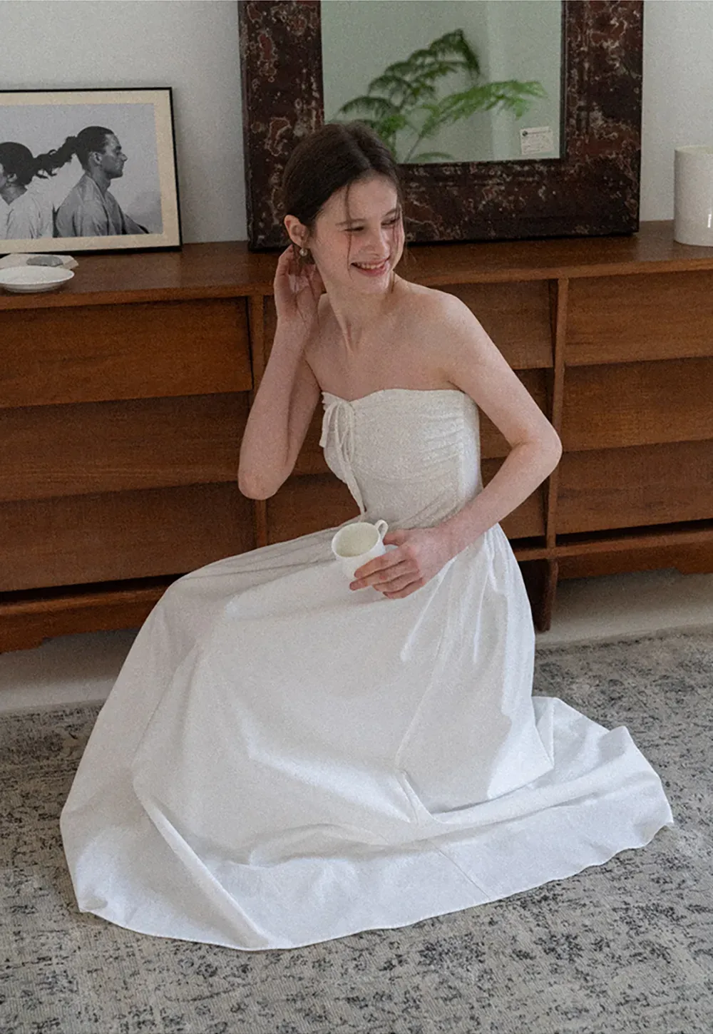 Strapless Maxi Dress with Front Bow Detail