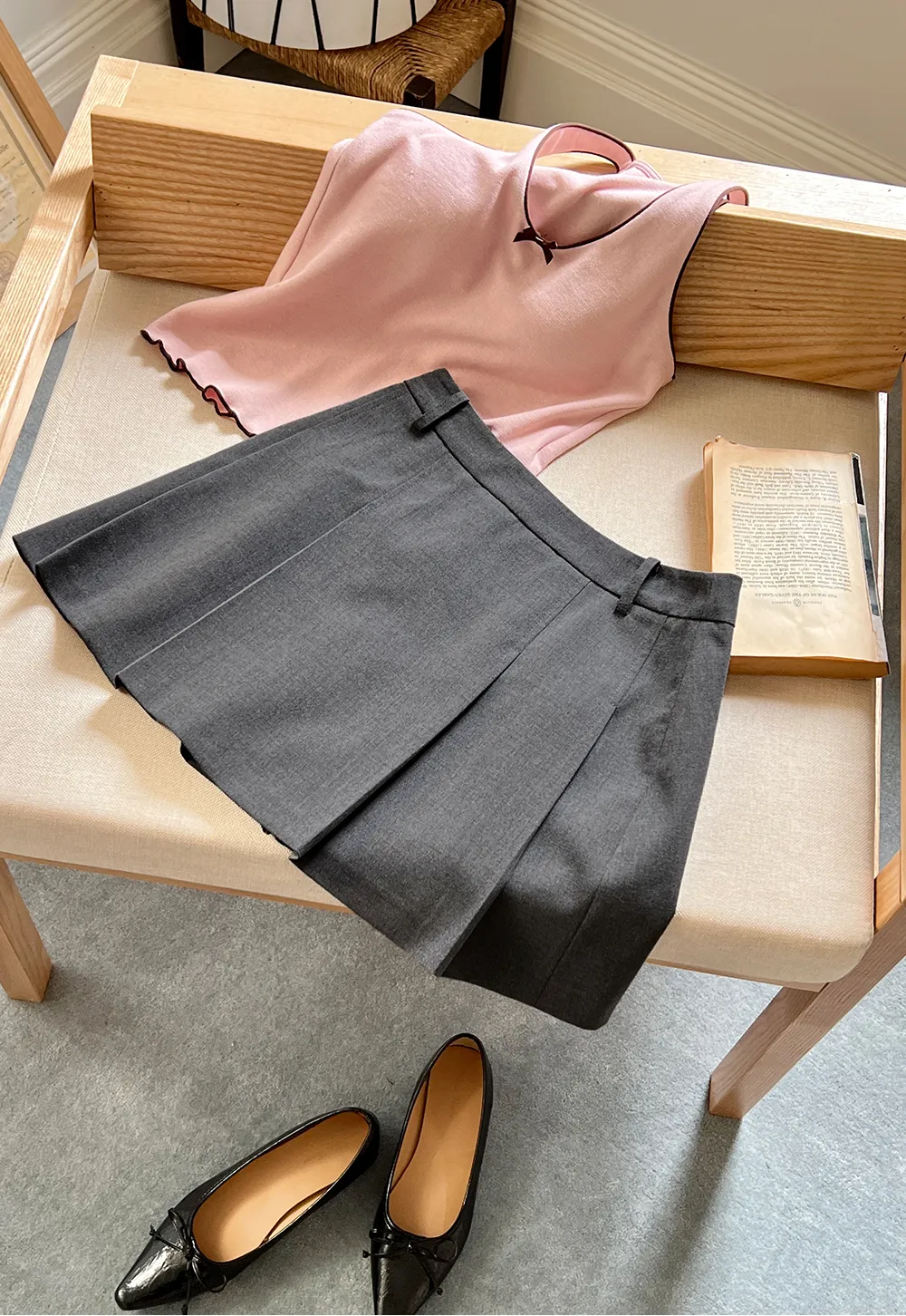 Pleated A-line Mini Skirt