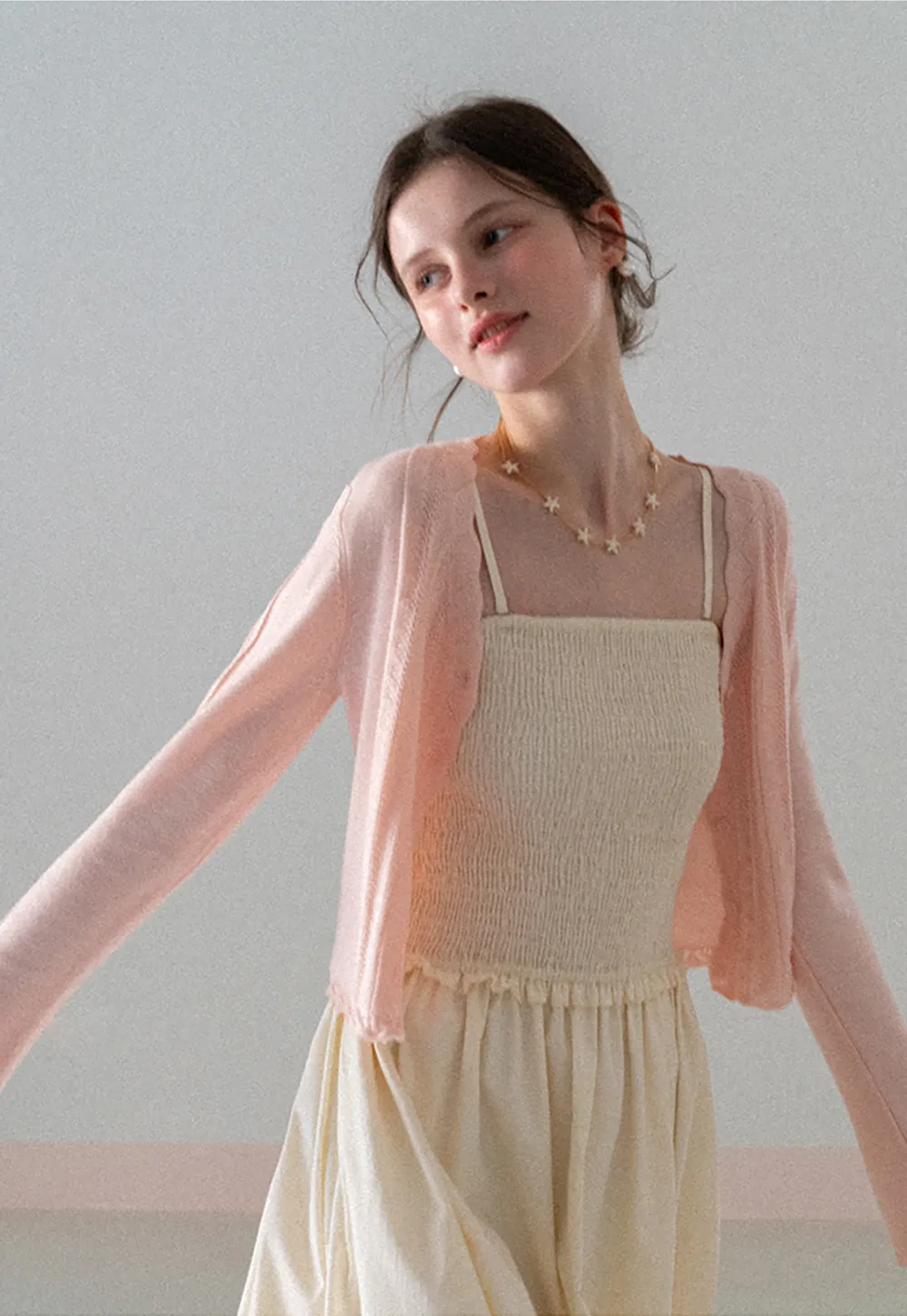 Long Sleeve Knit Sweater with Lace Trim