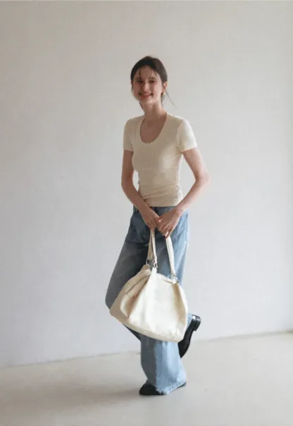 Wide leg high waist denim jeans with belt