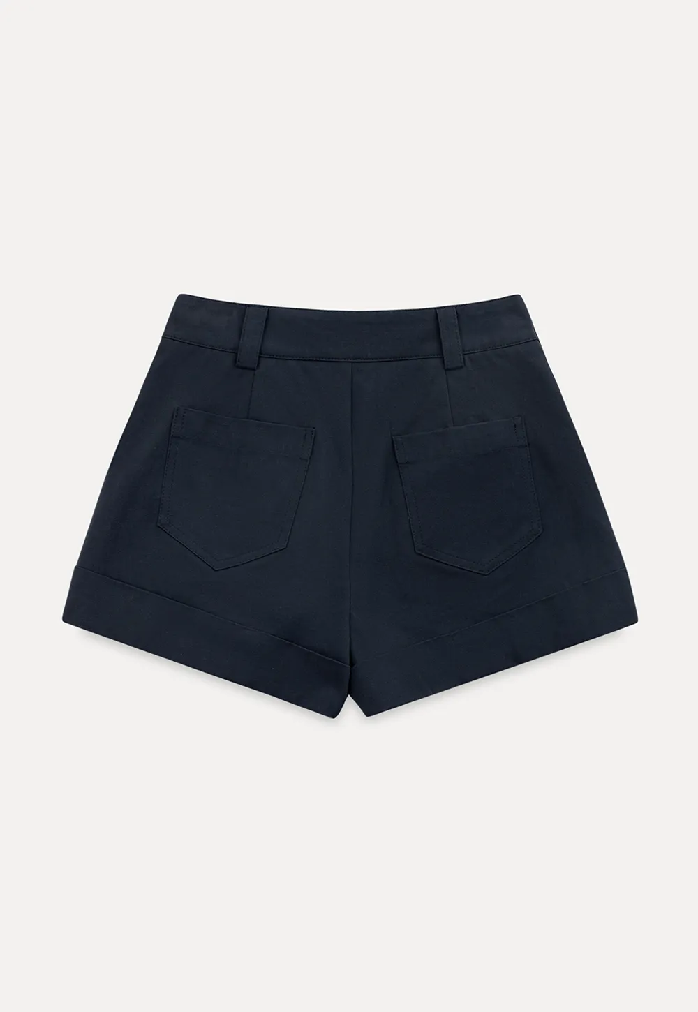 Cropped Tailored Shorts with Cuffed Hem