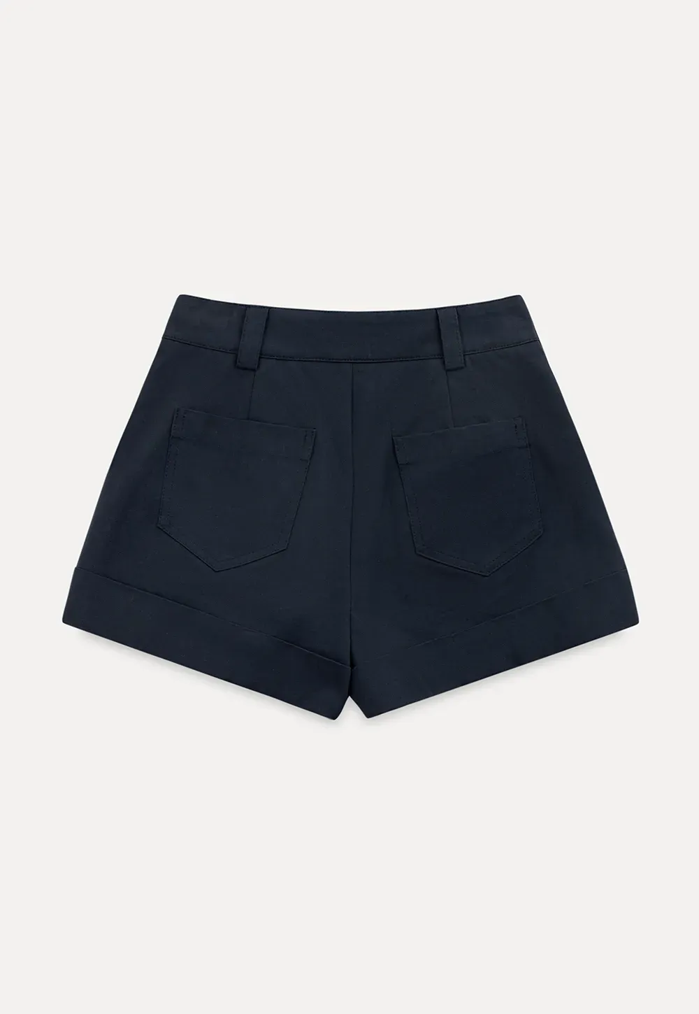 Cropped Tailored Shorts with Cuffed Hem