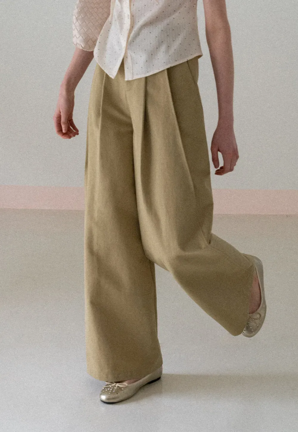 Wide Leg Pleated Casual Pants
