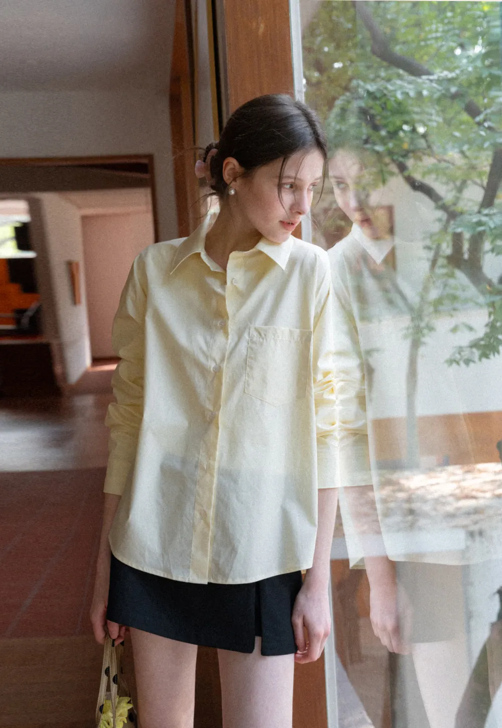 Plaid Skirt with Front Slit