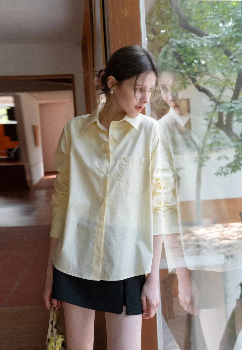 Plaid Skirt with Front Slit