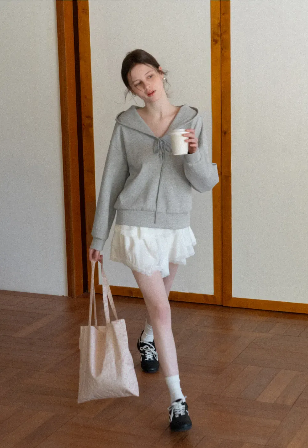 Hoodie with drawstring neckline and long sleeves