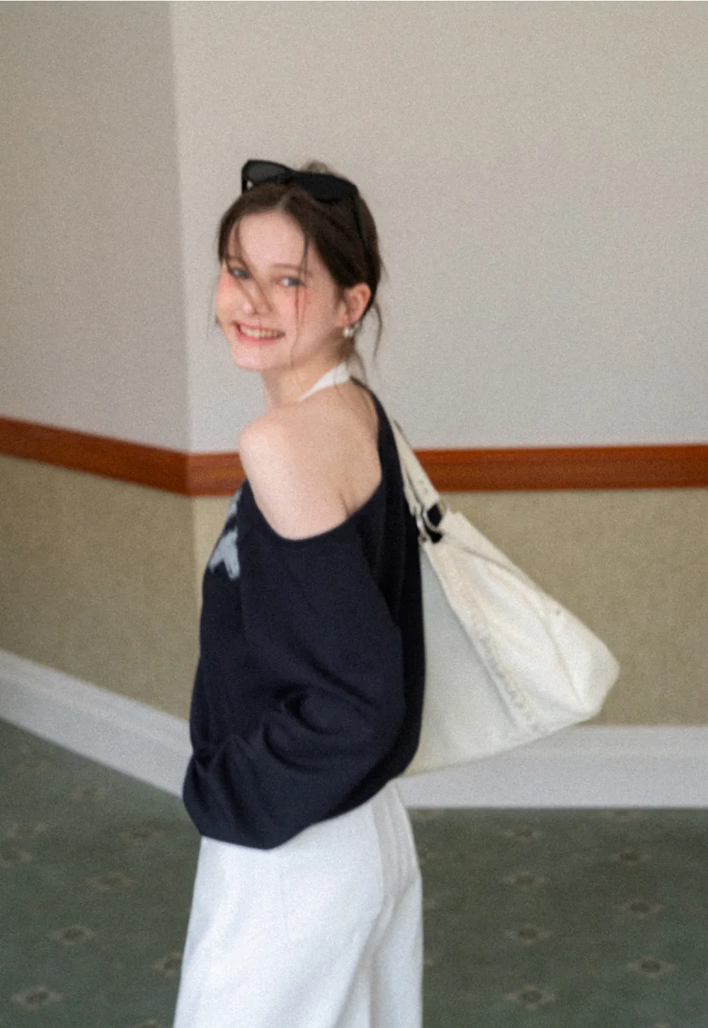 Off Shoulder Sweatshirt with Halter Top