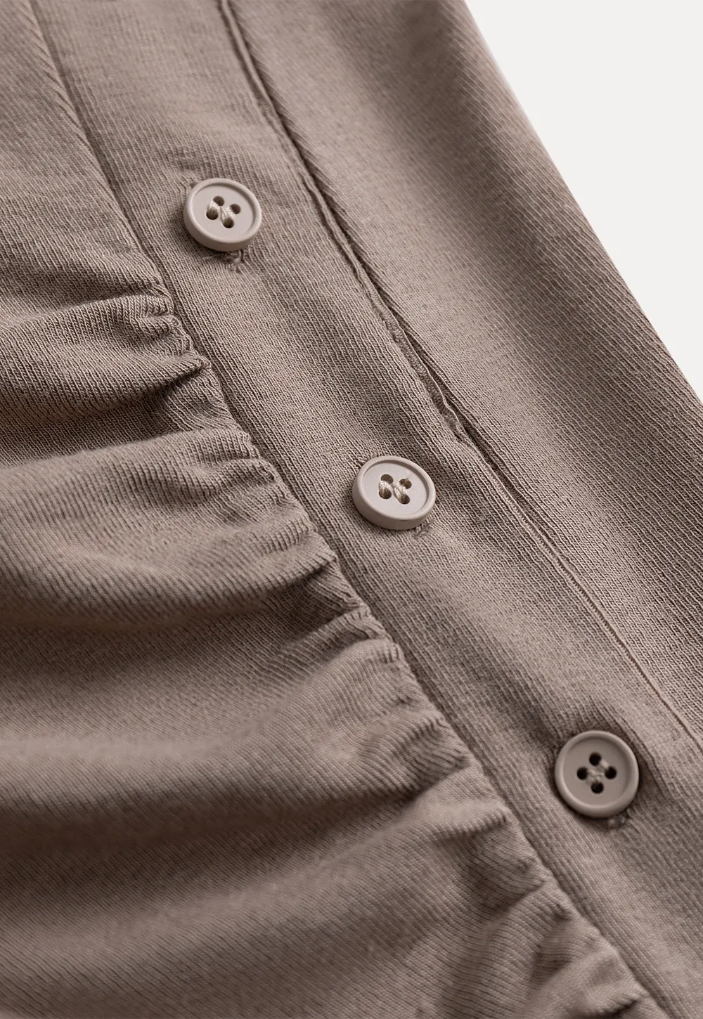 Crew Neck Long Sleeve Button Accent Top