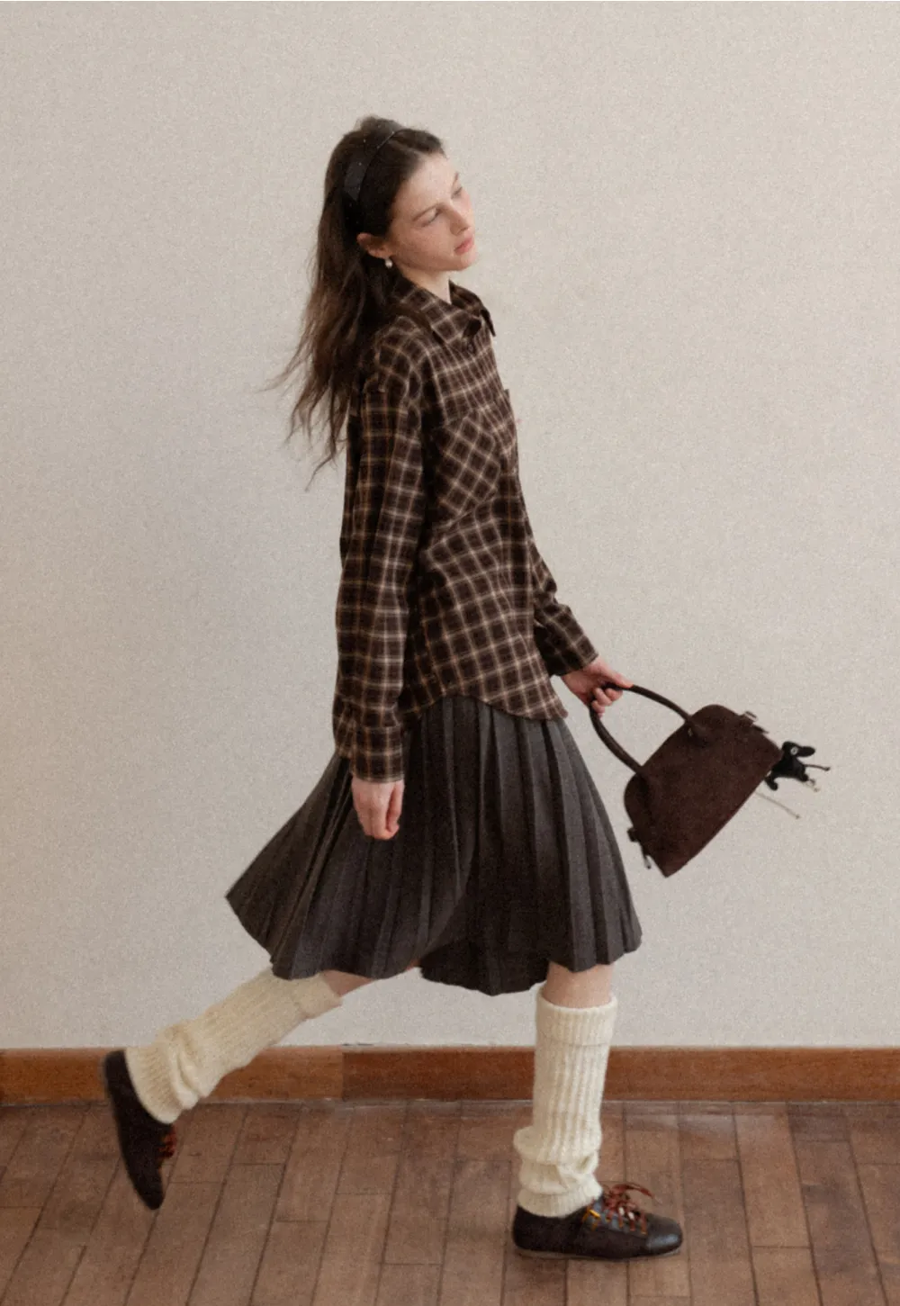 Classic Pleated Skirt in Dark Gray