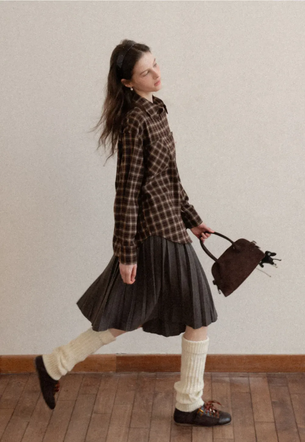 Classic Pleated Skirt in Dark Gray