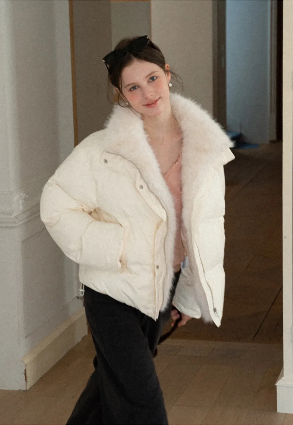 Fur Collar Puffy Short Jacket