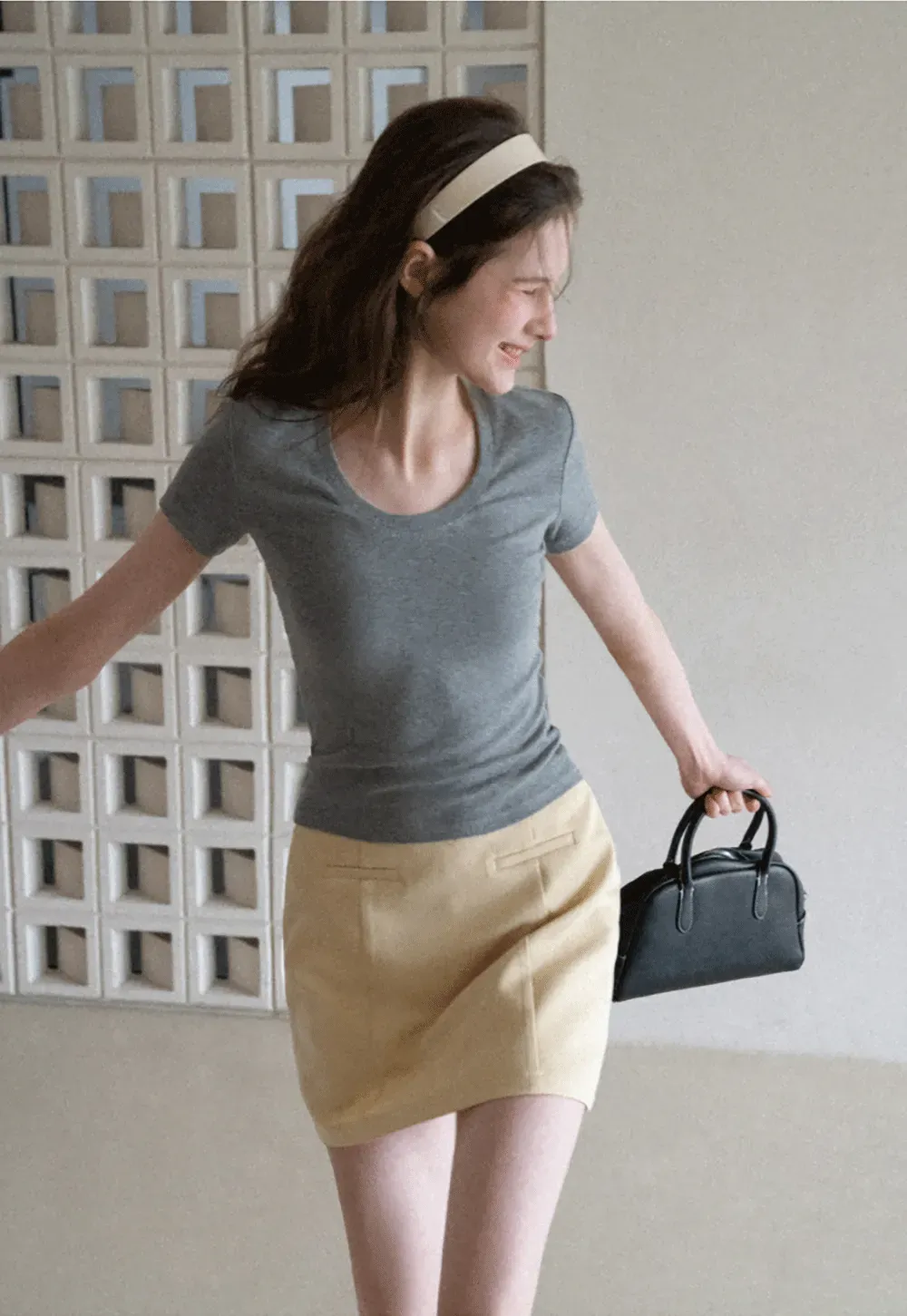 Short Sleeve Crop Top with Back Buttons