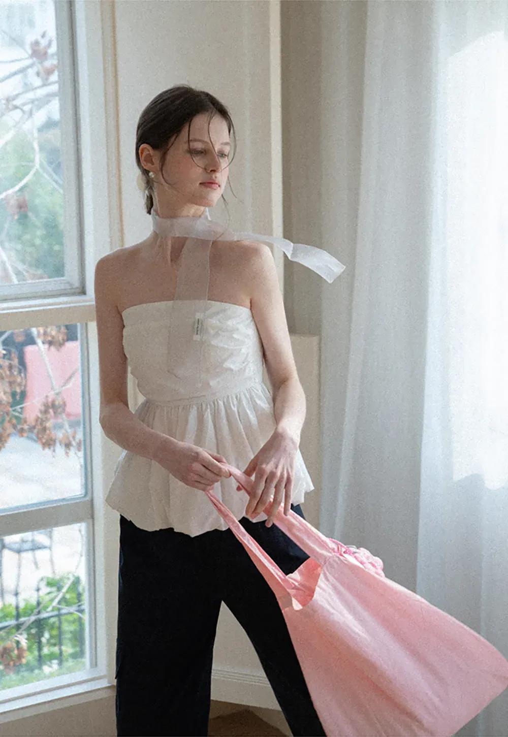 Smocked Waist Checkered Tank Top