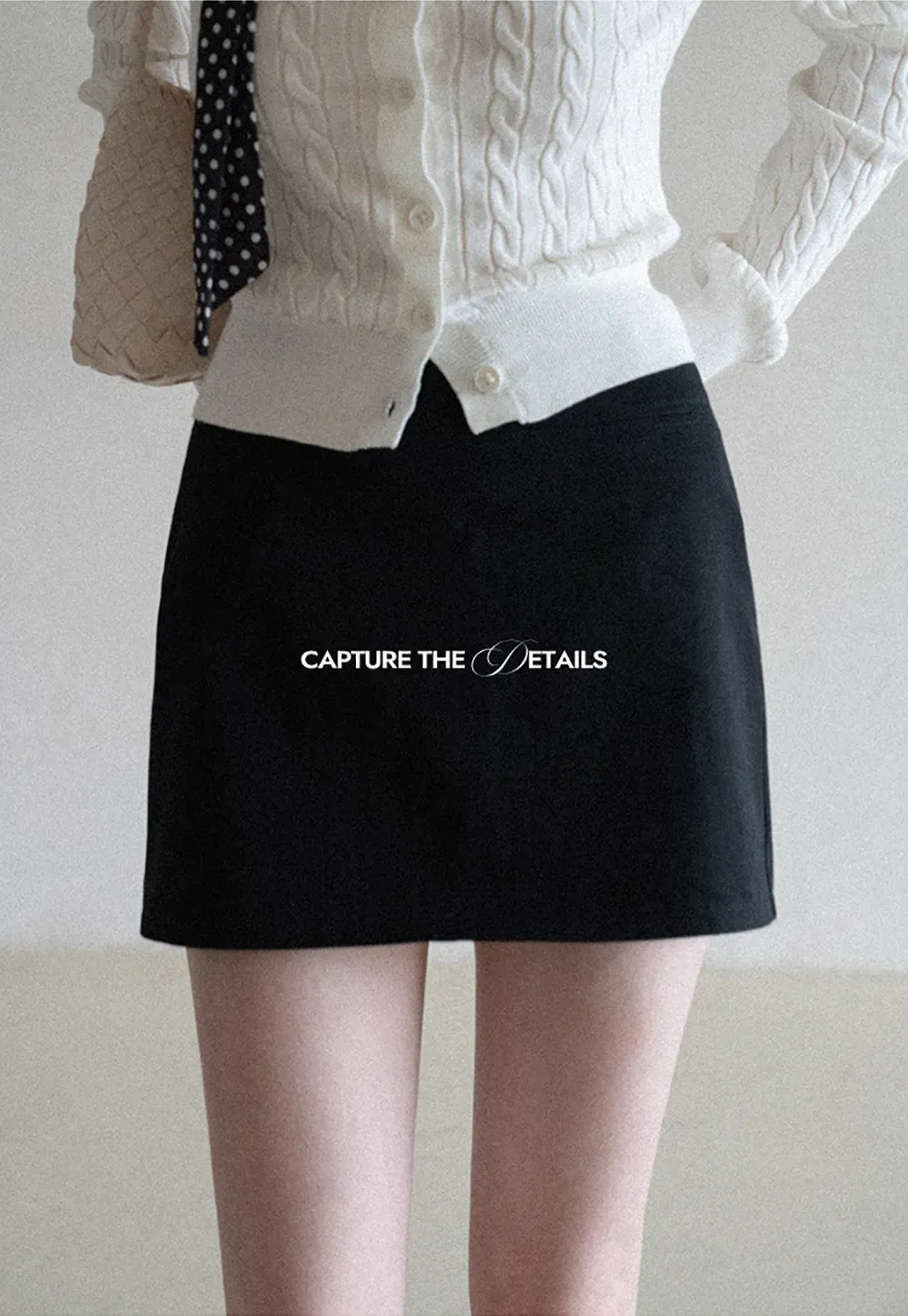 A-line mini skirt with clean lines and simple design