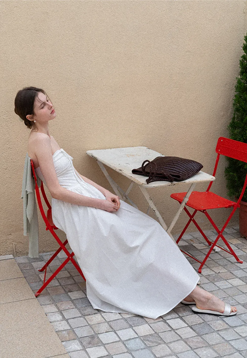 Strapless Maxi Dress with Front Bow Detail