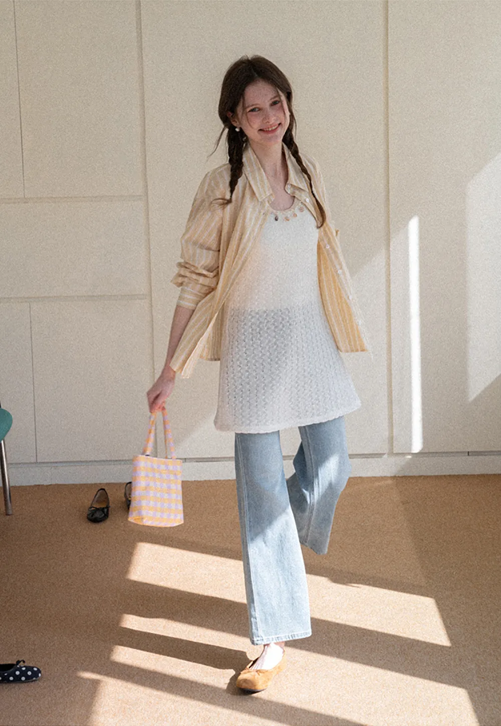 Striped Oversized Shirt with Button Detailing