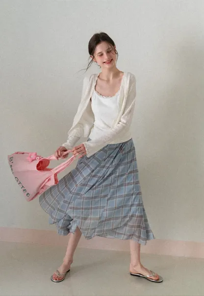 Long Sleeve Knit Sweater with Lace Trim