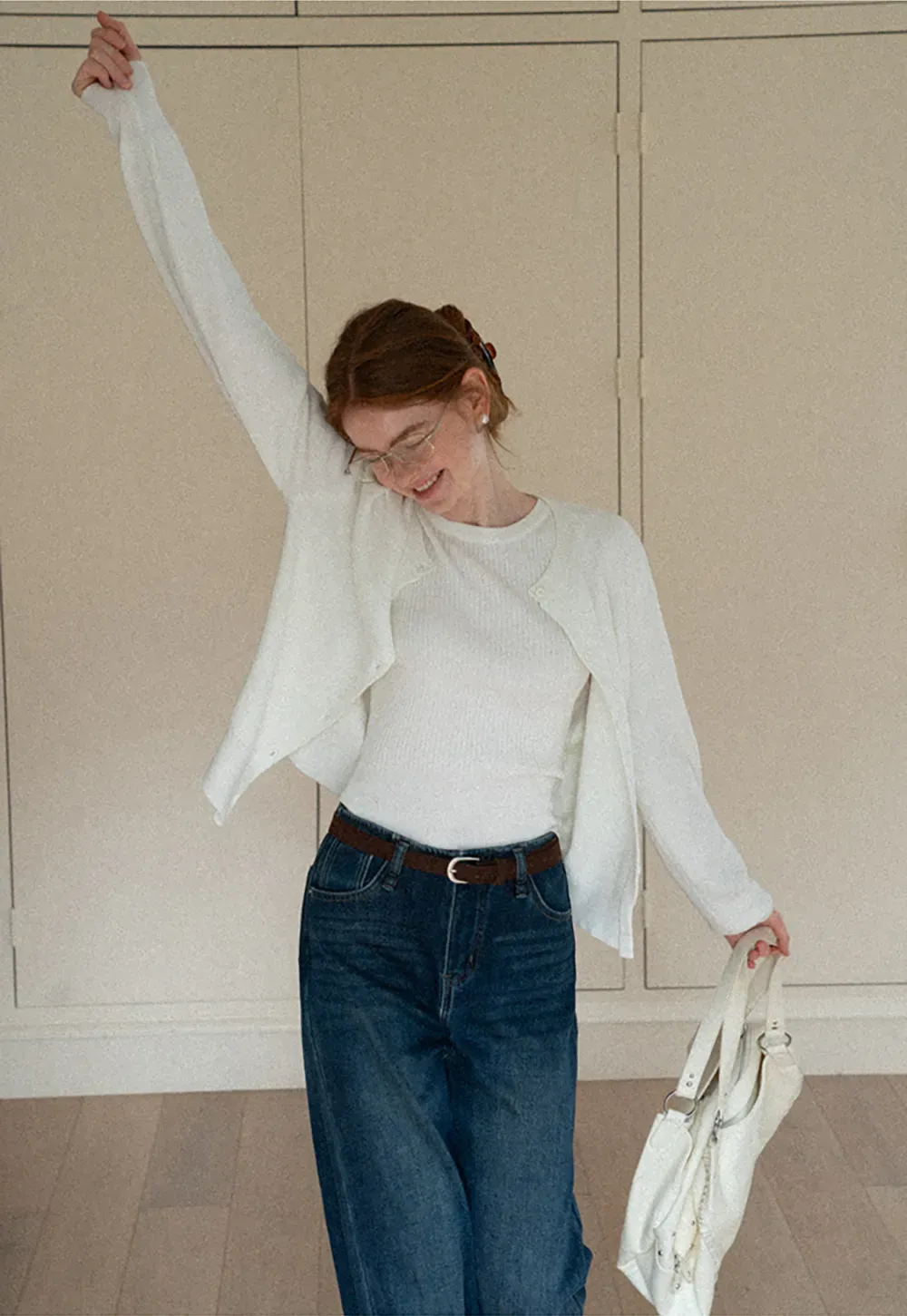 Wide Leg Denim Jeans with Belt Loop