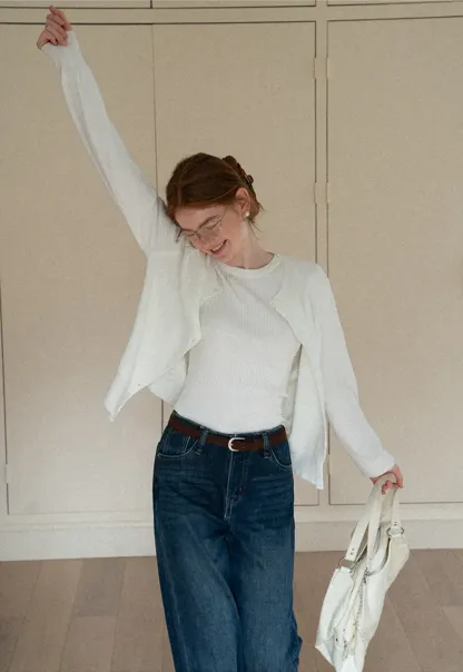 Wide Leg Denim Jeans with Belt Loop