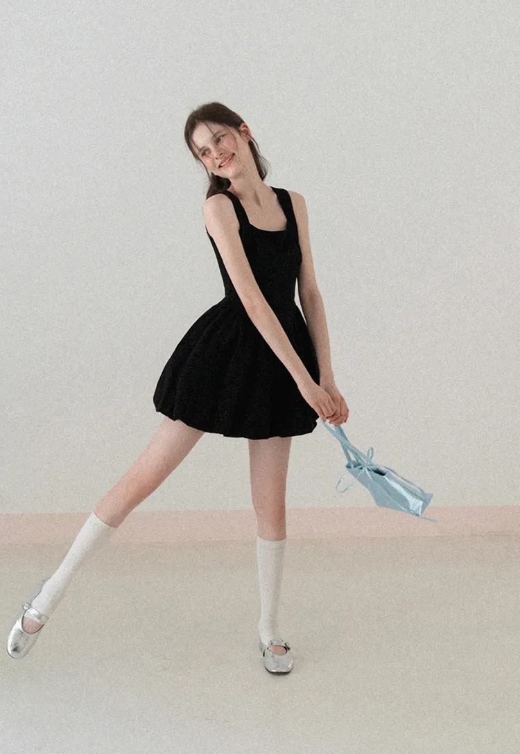 Sleeveless Square Neck Flared Mini Dress