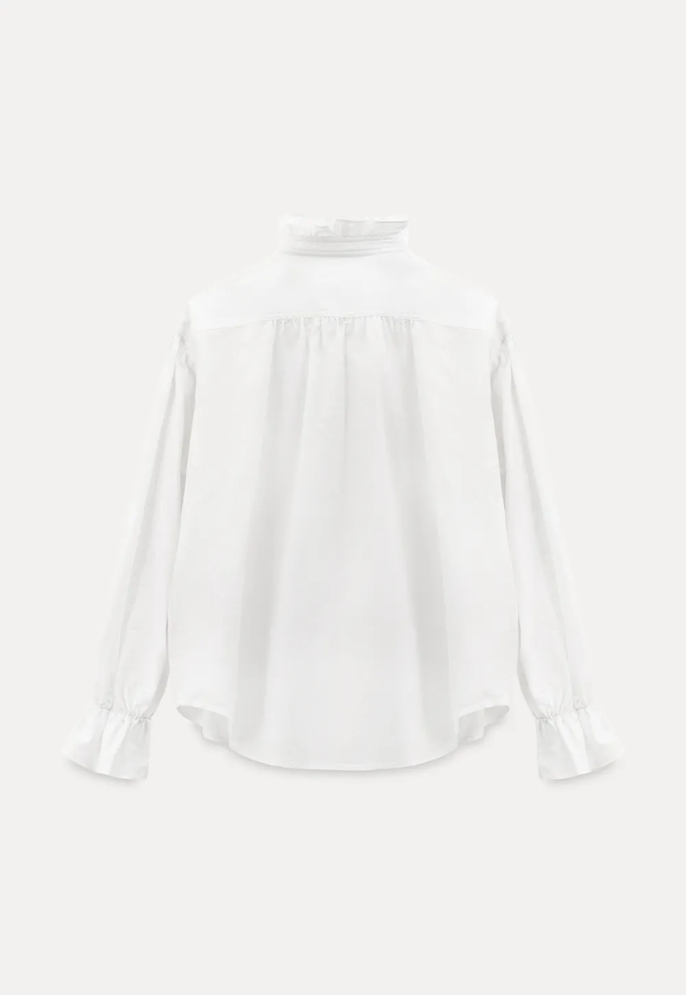 Elegant Ruffled Collar Blouse with Flared Cuffs