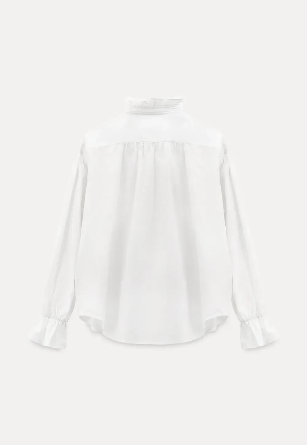 Elegant Ruffled Collar Blouse with Flared Cuffs