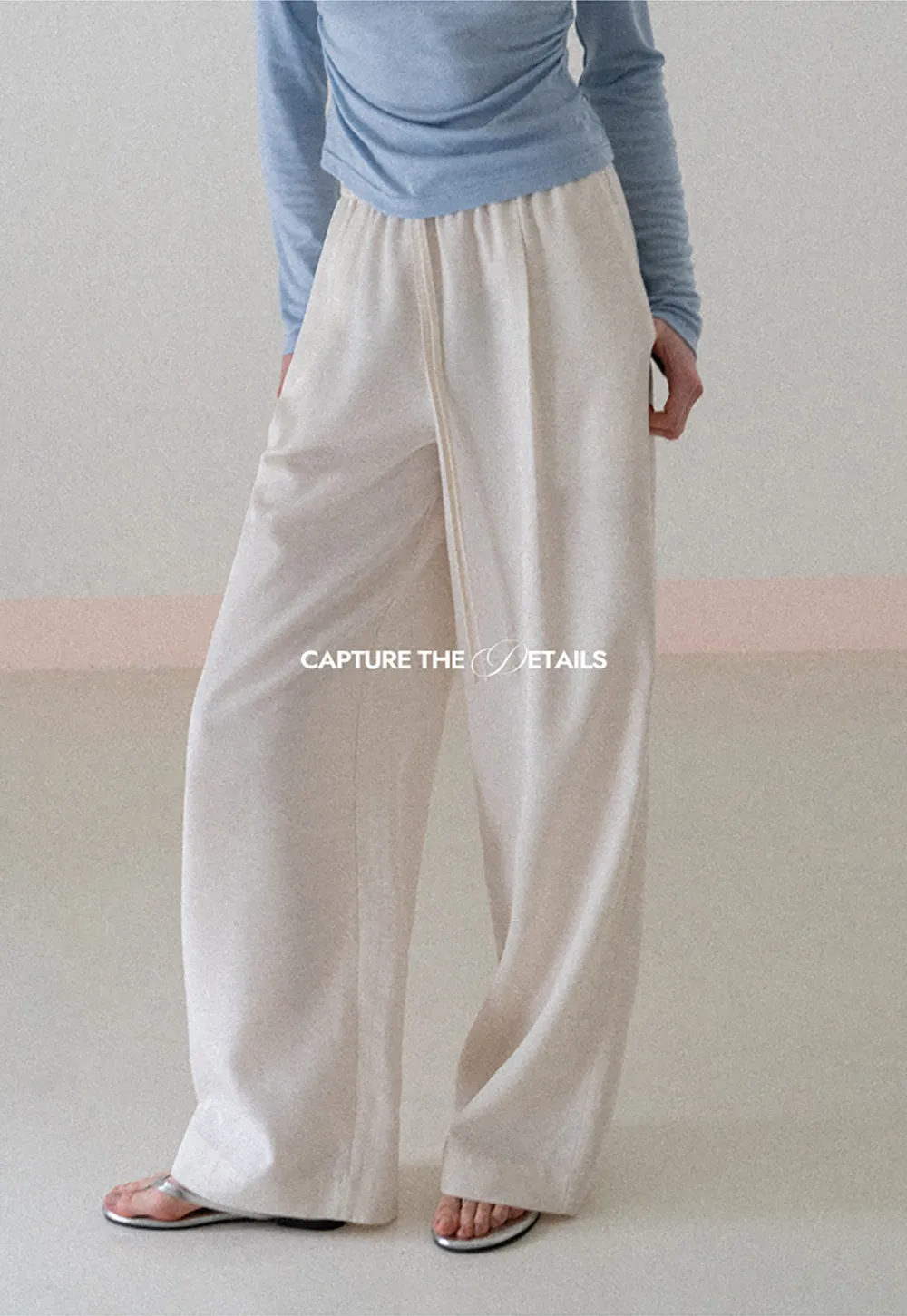 Wide Leg Drawstring Casual Pants