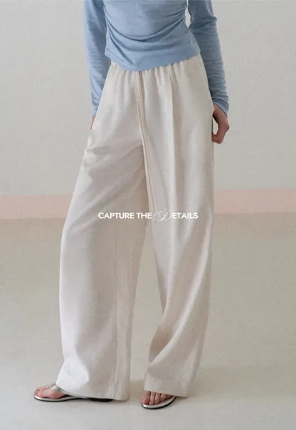Wide Leg Drawstring Casual Pants