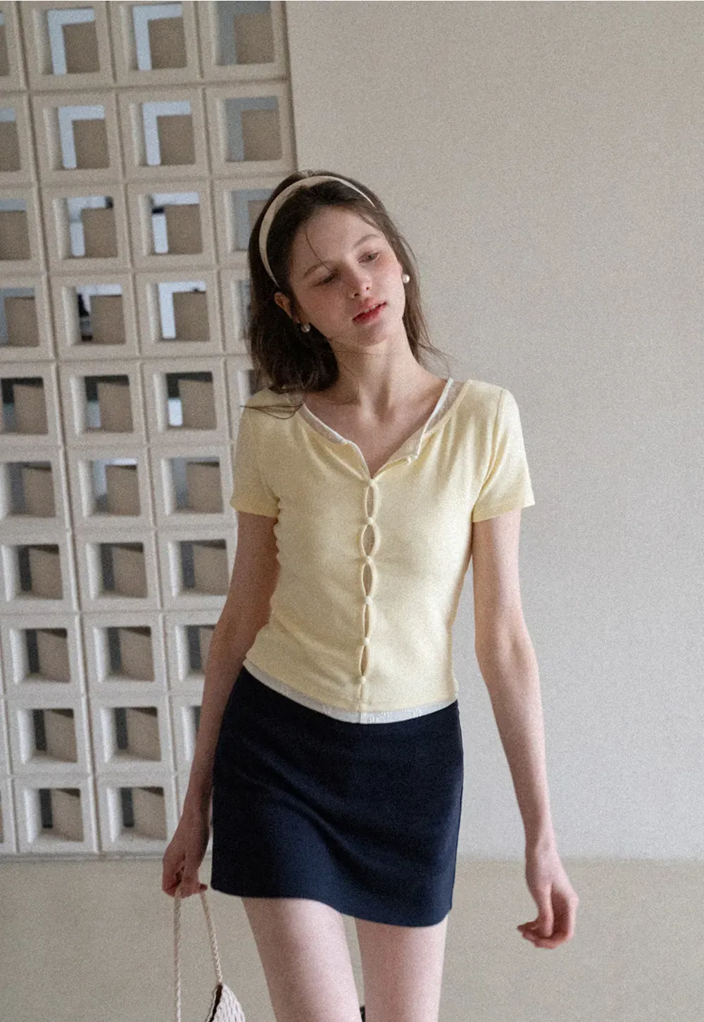 Short Sleeve T Shirt with Lace Trim