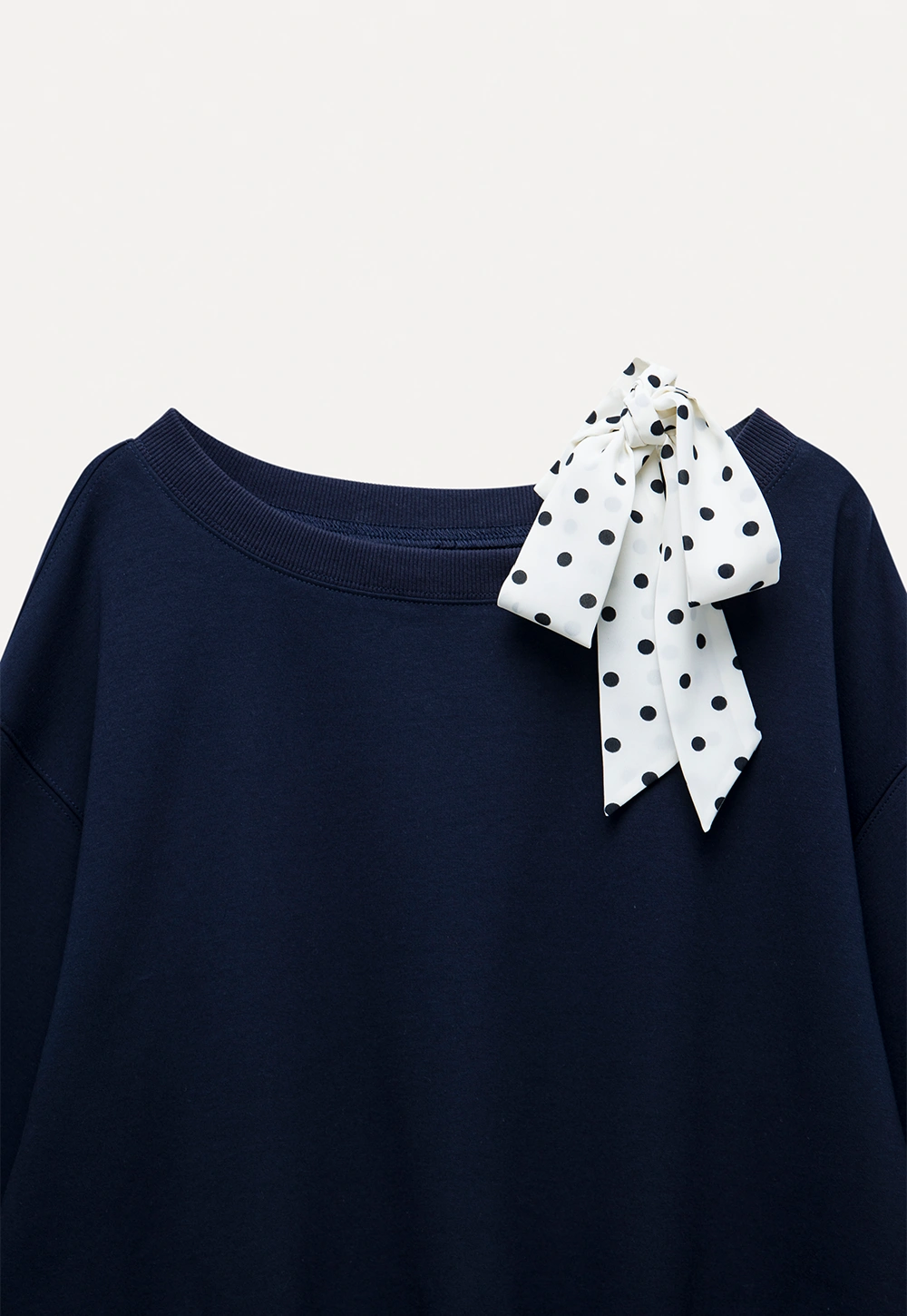 Womens Tie-Front Loose One-Shoulder Sweatshirt