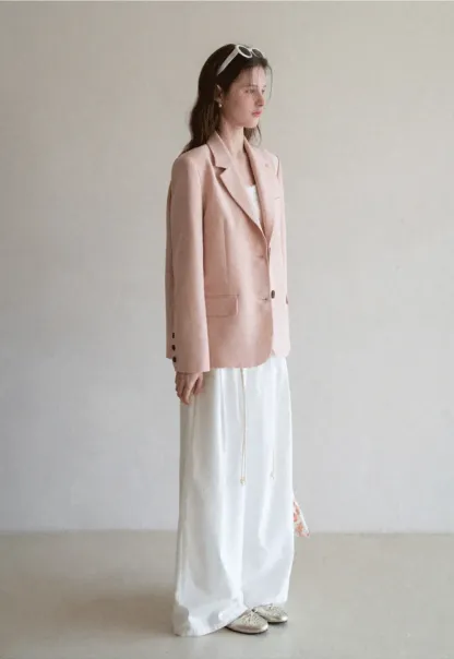 Short Jacket with Notched Collar and Sleeve Buttons