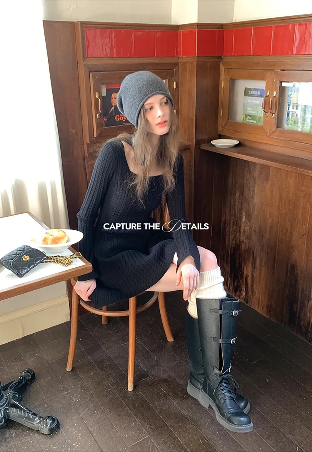 Elegant Cable Knit Flare Dress